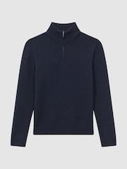 Reiss Navy Tempo Slim Fit Knitted Half-Zip Funnel Neck Jumper - Image 2 of 5