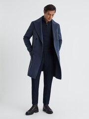 Reiss Navy Tempo Slim Fit Knitted Half-Zip Funnel Neck Jumper - Image 3 of 5