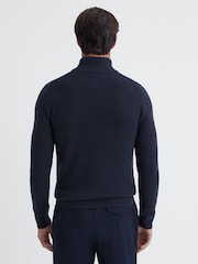 Reiss Navy Tempo Slim Fit Knitted Half-Zip Funnel Neck Jumper - Image 5 of 5