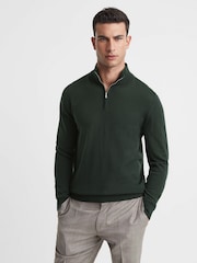 Reiss Forest Blackhall Merino Wool Half-Zip Jumper - Image 1 of 5
