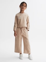 Reiss Camel Julia 4-9 yrs Embroidered Crew Neck Sweatshirt - Image 3 of 6