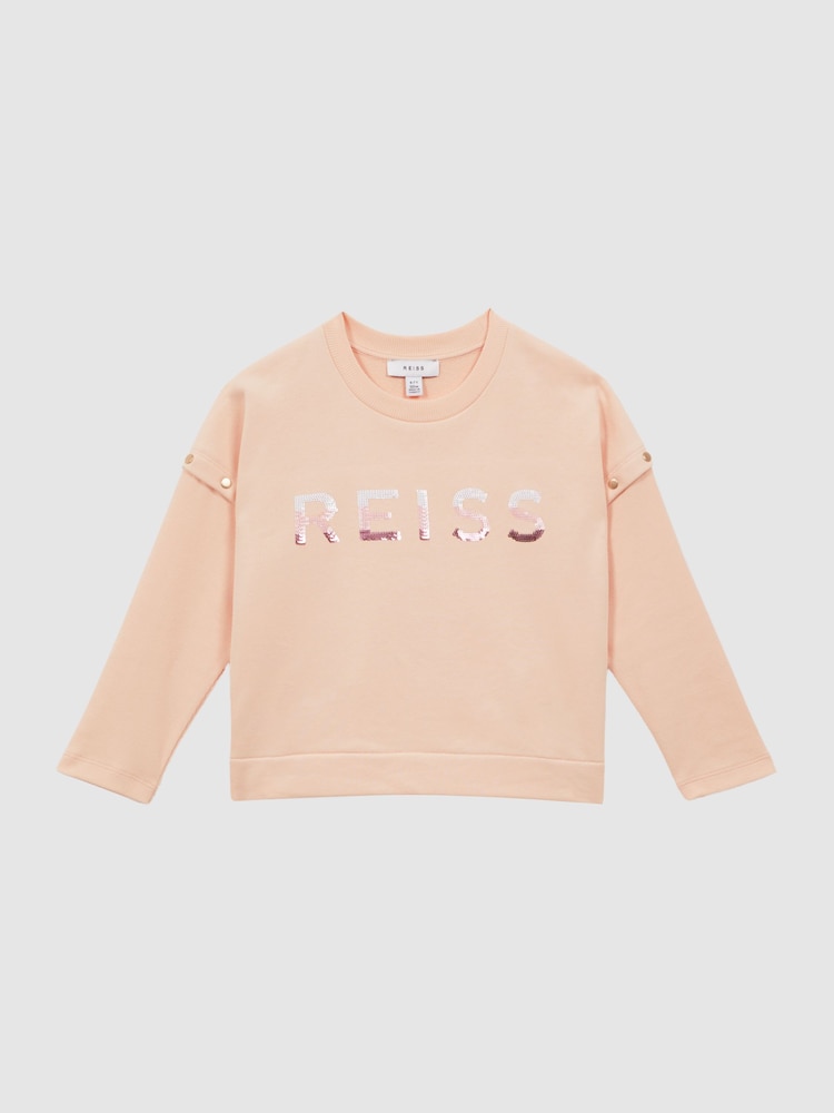 Reiss Pink Etta 9-14 yrs Sequin Motif Jumper - Image 2 of 6