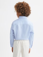 Reiss Soft Blue Matis Senior Slim Fit Button-Down Collar Motif Shirt - Image 4 of 5