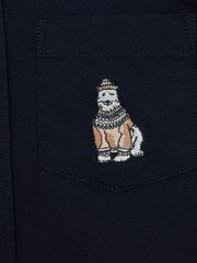 Reiss Navy Matis 3-9 yrs Slim Fit Button Down Collar Motif Shirt - Image 5 of 5