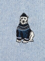 Reiss Soft Blue Hubert Senior Wool Motif Half-Zip Funnel Neck Jumper - Image 5 of 5
