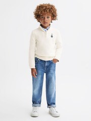 Reiss Ecru Hubert 9-14 yrs Wool Motif Half-Zip Funnel Neck Jumper - Image 3 of 6