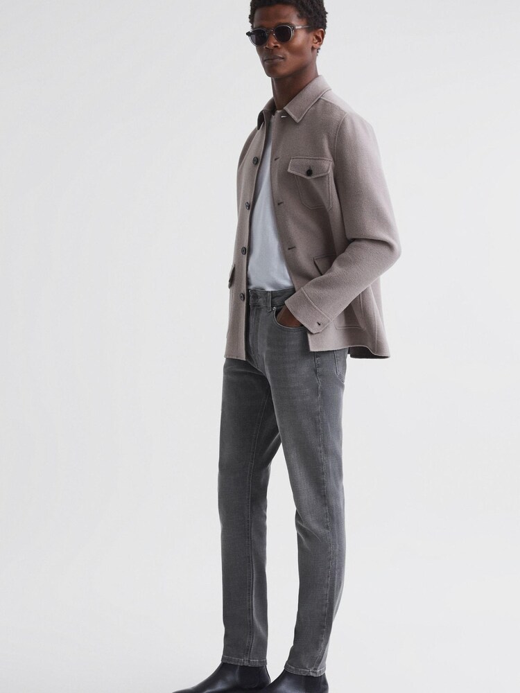 Reiss Grey Medesto Slim Fit Washed Jeans - Image 4 of 4 Reiss Grey Medesto Slim Fit Washed Jeans - Image 4 of 4