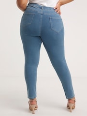 Simply Be Blue Lexi High Waisted Super Stretch Slim Leg Jeans - Image 2 of 3