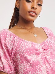 Simply Be Pink Ruched Front Waffle Tea Dress - Image 4 of 4