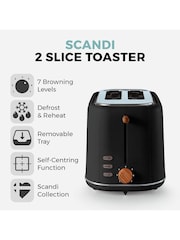 Tower Black Scandi 2 Slice Toaster 800W - Image 2 of 8