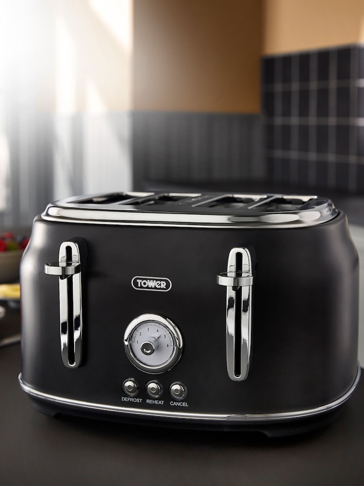 Tower Black Renaissance 4 Slice Toaster - Image 1 of 8