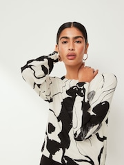 Monochrome Printed Round Neck Jumper - Image 1 of 5