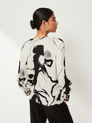 Monochrome Printed Round Neck Jumper - Image 2 of 5