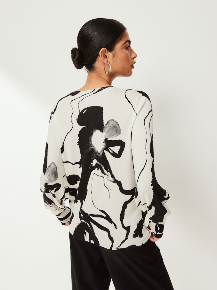 Monochrome Printed Round Neck Jumper - Image 2 of 5