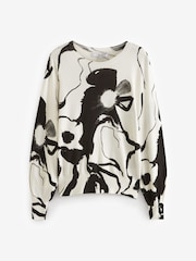 Monochrome Printed Round Neck Jumper - Image 4 of 5