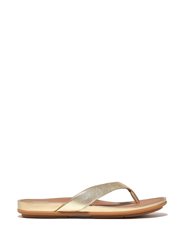 FitFlop Natural Gracie Leather Flip Flops - Image 1 of 4