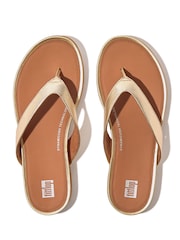 FitFlop Natural Gracie Leather Flip Flops - Image 2 of 4