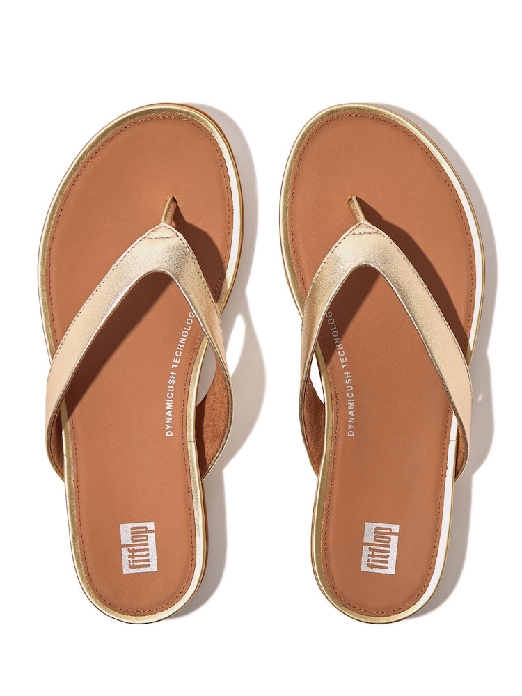 FitFlop Natural Gracie Leather Flip Flops - Image 2 of 4