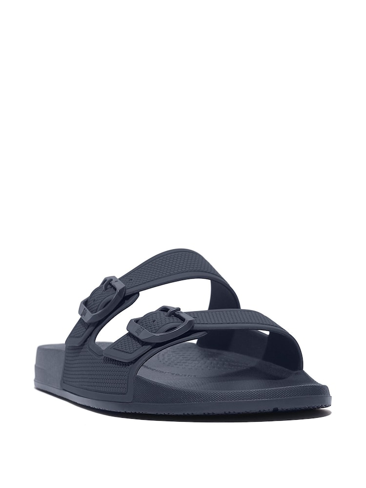 FitFlop iQushion Mens Two-Bar Buckle Slides - Image 2 of 4