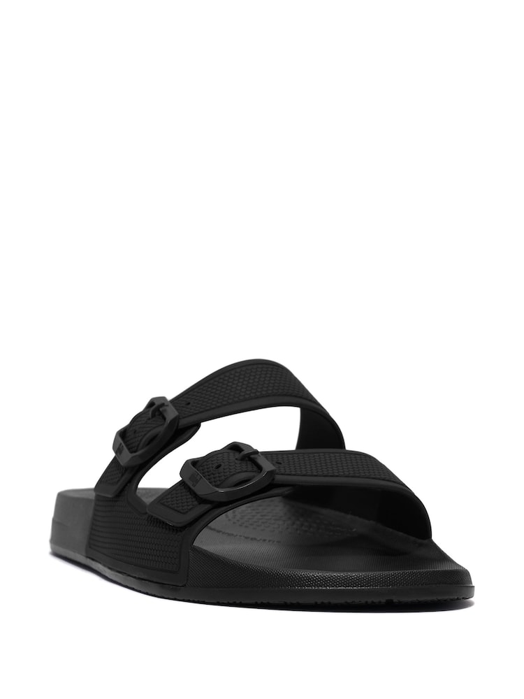 Svart - FitFlop iQushion Herra tveggja stanga sylgja Svart rennibrautir - Image 2 of 4