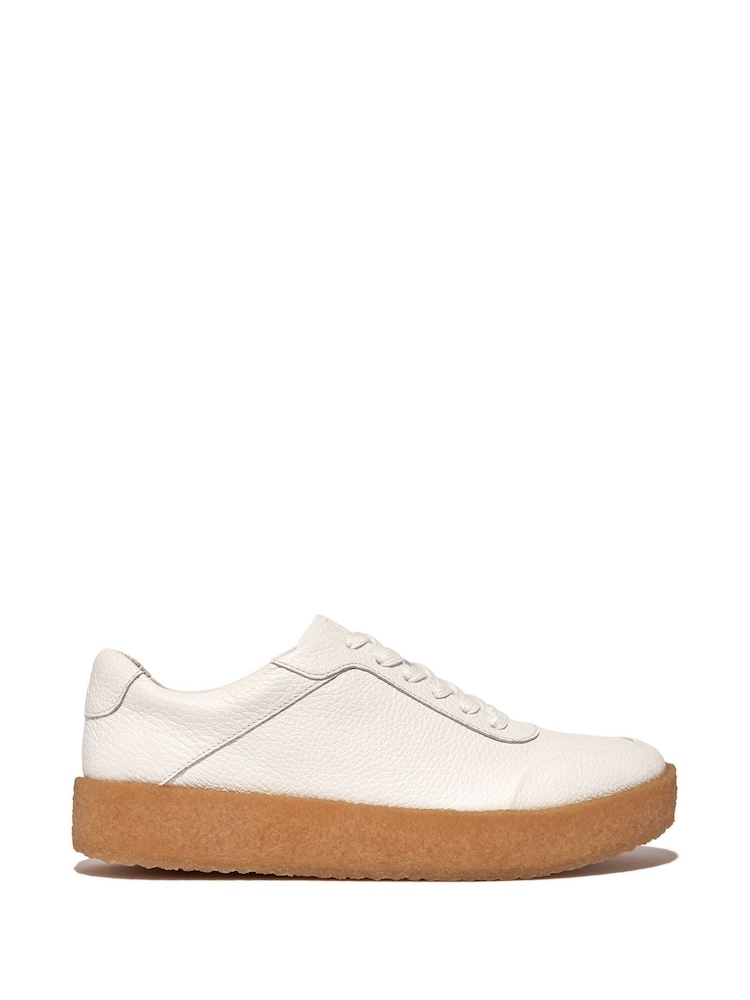 FitFlop Rally Tumbled-Leather Crepe White Sneakers - Image 1 of 1
