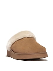 FitFlop Gen-FF Shearling-Collar Suede Brown Slippers - Image 2 of 4