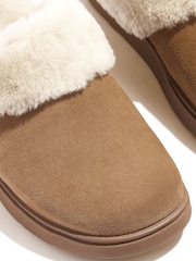 FitFlop Gen-FF Shearling-Collar Suede Brown Slippers - Image 4 of 4