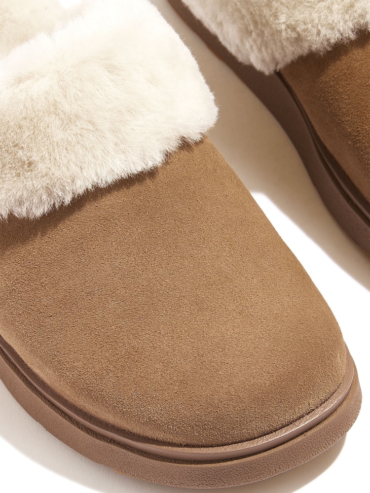 FitFlop Gen-FF Shearling-Collar Suede Brown Slippers - Image 4 of 4