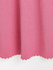 Oliver Bonas Pink Sparkle Scalloped Knitted Mini Dress - Image 8 of 8