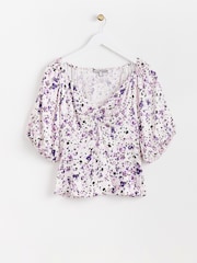 Oliver Bonas Ditsy Lilac Purple Floral Top - Image 1 of 1