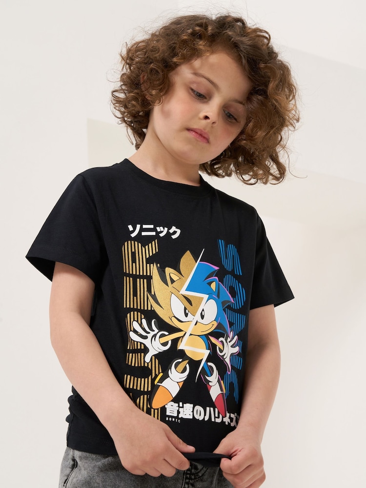 Angel & Rocket Black Sonic 100% Cotton Short Sleeve T-Shirt - Image 1 of 5