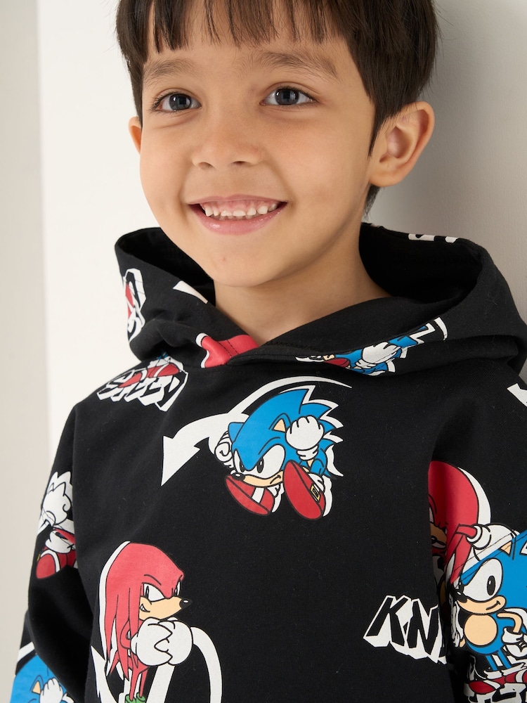 Angel & Rocket Black Sonic Print Hoodie - Image 1 of 5