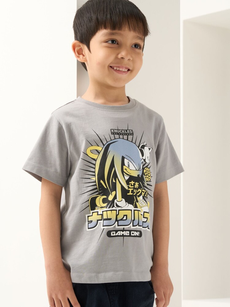 Angel & Rocket Grey Sonic 100% Cotton Short Sleeve T-Shirt - Image 1 of 5 Angel & Rocket Grey Sonic 100% Cotton Short Sleeve T-Shirt - Image 1 of 5