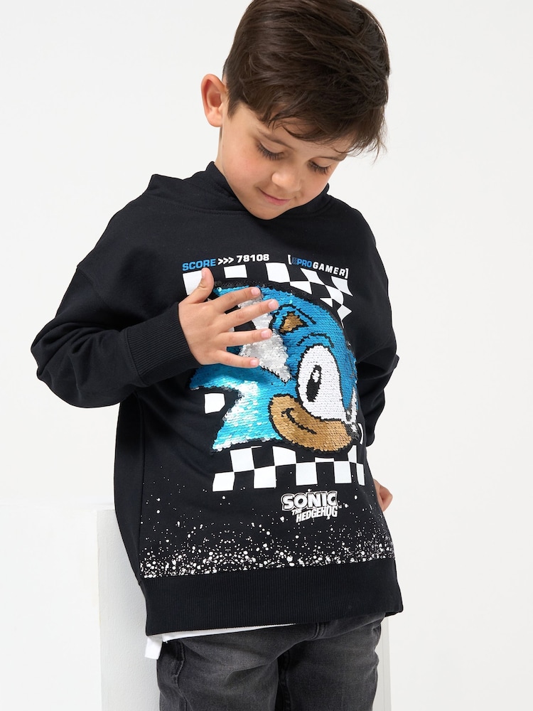 Angel & Rocket Black/Blue Sonic Print Hoodie - Image 1 of 5