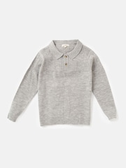Angel & Rocket Grey Caleb Knitted Polo Shirt - Image 3 of 5