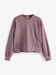 Purple Raw Hem Detail Washed Crew Neck 100% Cotton Sweatshirt - Image 6 of 7