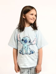 Brand Threads Blue Disney Lilo and Stitch Girls 100% Cotton Pyjama Set - Image 3 of 5