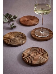 Set of 4 Natural Bronx Etched Wooden Coasters - Image 1 of 6