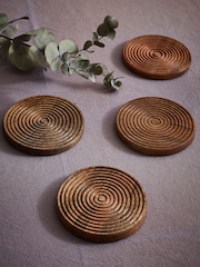 Set of 4 Natural Bronx Etched Wooden Coasters - Image 2 of 6