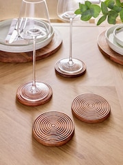 Set of 4 Natural Bronx Etched Wooden Coasters - Image 4 of 6