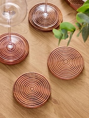 Set of 4 Natural Bronx Etched Wooden Coasters - Image 5 of 6