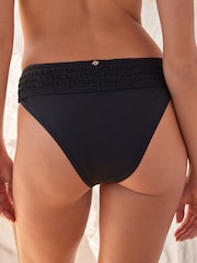 Black Shirred High Leg Bikini Bottoms - Image 3 of 5
