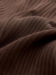 Chocolate Brown 2-In-1 High Neck Faux Leather PU Mix Jumper Dress - Image 7 of 7
