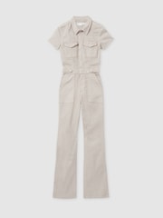 Good American Sand Good American Twill Utility Bootcut Jumpsuit - Image 2 of 6