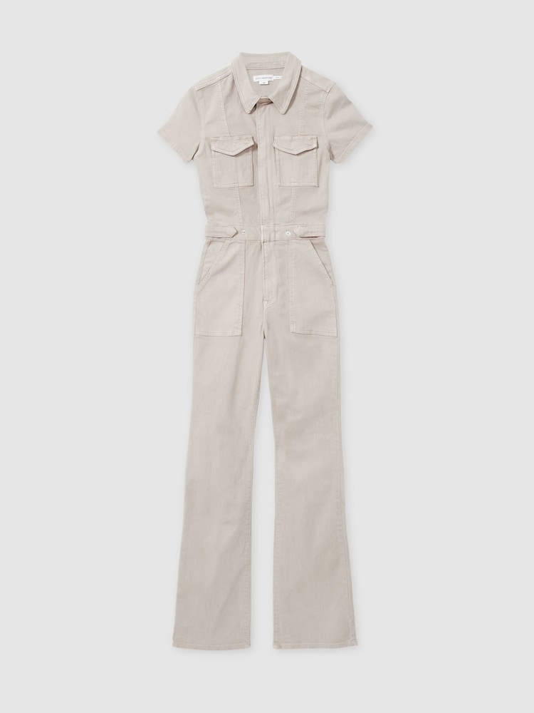 Good American Sand Good American Twill Utility Bootcut Jumpsuit - Image 2 of 6