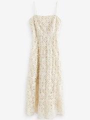 Cream Premium Floral Overlay Dress - Image 6 of 7