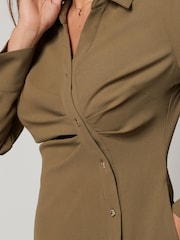 Green Asymmetric Crepe Mini Dress - Image 4 of 6