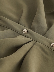 Green Asymmetric Crepe Mini Dress - Image 6 of 6