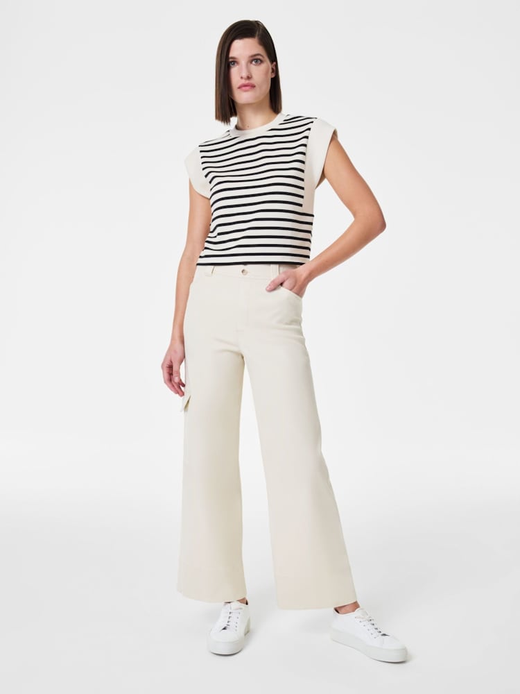 Spanx Green Stretch Twill Cropped Cargo Trousers - Image 1 of 5