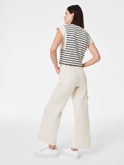 Spanx Green Stretch Twill Cropped Cargo Trousers - Image 2 of 5
